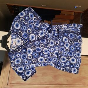 Peaches Uniforms Blue and White Floral Tunic